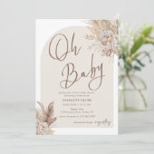 Oh Baby Boho Pampas Gras Neutraal Baby shower Kaart (Staand voorkant)