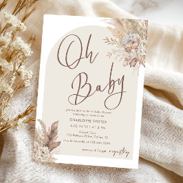 Oh Baby Boho Pampas Gras Neutraal Baby shower Kaart