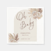 Oh Baby Boho Pampas Gras Neutraal Baby shower Servet (Voorkant)