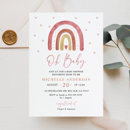 Oh Baby Boho Regenboog Baby Shower Uitnodiging