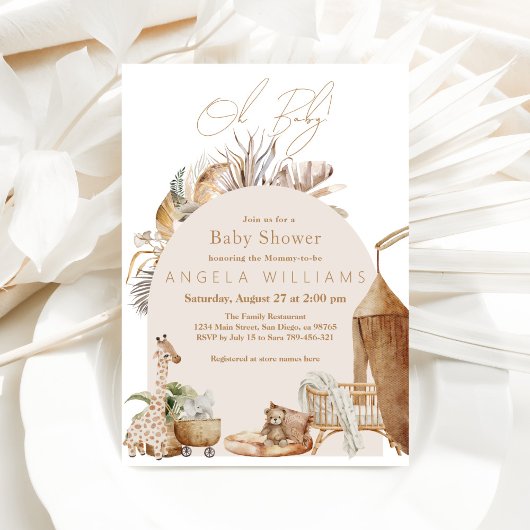 Oh Baby Boho Safari Kwekerij Neutraal Baby shower Kaart