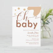 Oh Baby Boho Script Genderneutraal Baby shower Kaart (Staand voorkant)