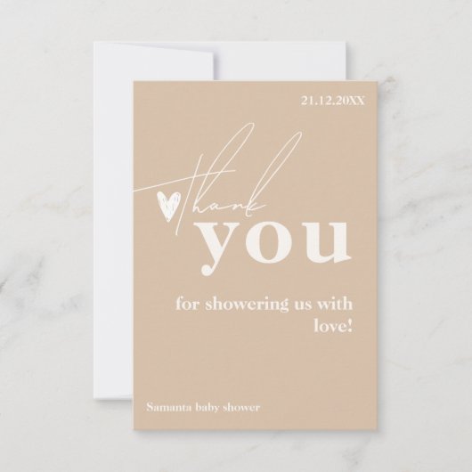 Oh Baby Boho Simple Heart Baby shower Bedankkaart (Voorkant)