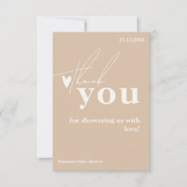 Oh Baby Boho Simple Heart Baby shower Bedankkaart