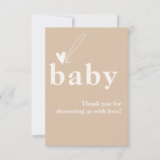 Oh Baby Boho Simple Heart Baby shower Bedankkaart (Voorkant)