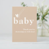 Oh Baby Boho Simple Heart Baby shower Bedankkaart (Staand voorkant)