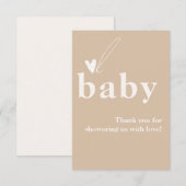 Oh Baby Boho Simple Heart Baby shower Bedankkaart (Voorkant / Achterkant)