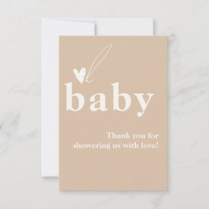 Oh Baby Boho Simple Heart Baby shower Bedankkaart