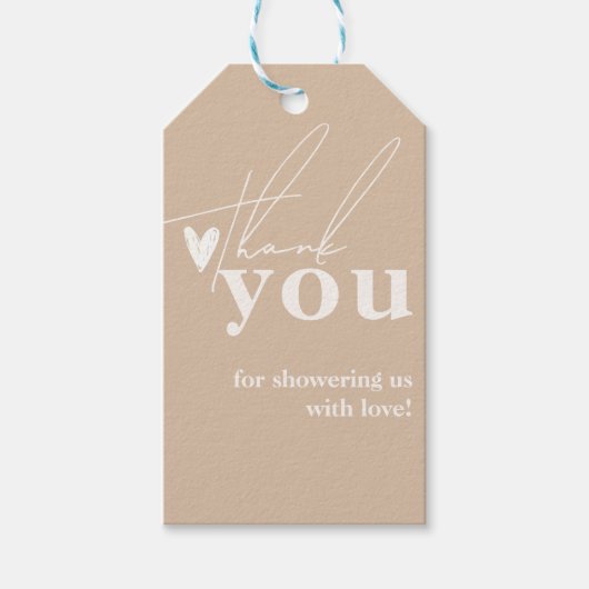 Oh Baby Boho Simple Heart Baby shower Cadeaulabel (Voorkant)