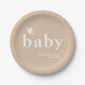 Oh Baby Boho Simple Heart Baby shower Papieren Bordje (Voorkant)