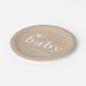Oh Baby Boho Simple Heart Baby shower Papieren Bordje (Gekanteld)
