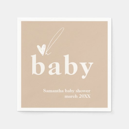 Oh Baby Boho Simple Heart Baby shower Servet (Voorkant)