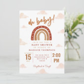 Oh Baby Boho Terracotta Rainbow Clouds Baby shower Kaart (Staand voorkant)