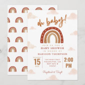 Oh Baby Boho Terracotta Rainbow Clouds Baby shower Kaart (Voorkant / Achterkant)