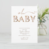 Oh Baby Boho Tropical Flowers Baby shower Kaart (Staand voorkant)
