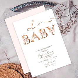 Oh Baby Boho Tropical Flowers Baby shower Kaart