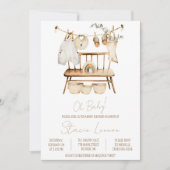 Oh Baby! Boho, Unisex, Baby shower met waslijn Kaart (Voorkant)