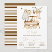 Oh Baby! Boho, Unisex, Baby shower met waslijn Kaart (Voorkant / Achterkant)
