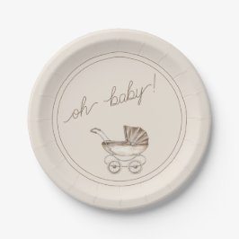 Oh Baby Boho Waterverf Baby shower Papieren Bordje