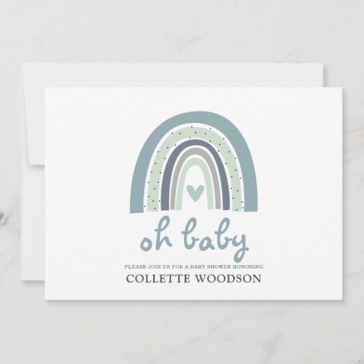 Oh Baby Boho Waterverf Rainbow Boy Baby shower Kaart (Voorkant)