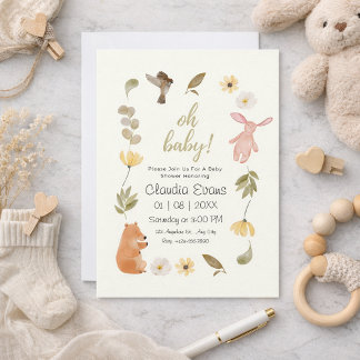 Oh Baby Boho Woodland Citrus Gele babyshower Kaart
