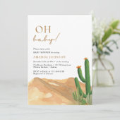 Oh Baby Boho Zuidwest Woestijn Cactus Baby Shower Kaart (Staand voorkant)