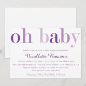Oh Baby Bold Paarse Typografie Baby shower Kaart (Voorkant / Achterkant)