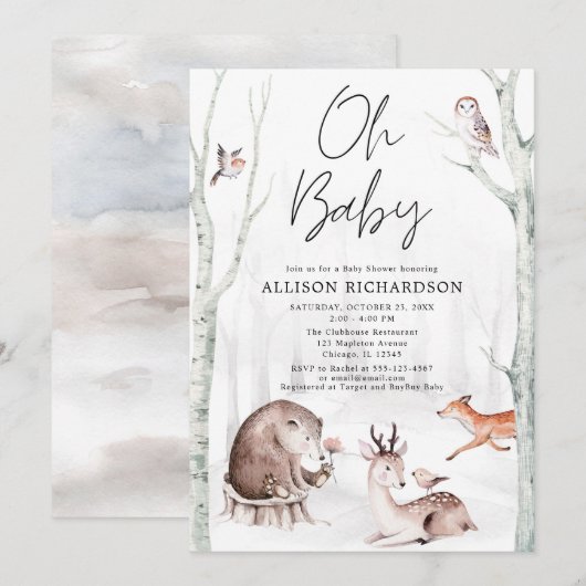 Oh Baby bosdieren genderneutraal douchen Kaart (Voorkant / Achterkant)