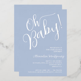 Oh Baby! Boy Baby shower Blue Invitation Folie Uitnodiging