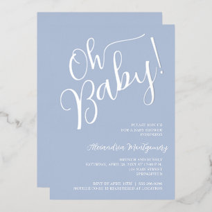 Oh Baby! Boy Baby shower Blue Invitation Folie Uitnodiging