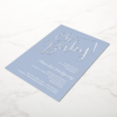 Oh Baby! Boy Baby shower Blue Invitation Folie Uitnodiging (Gedraaid)