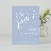 Oh Baby! Boy Baby shower Blue Invitation Folie Uitnodiging (Staand Voorkant)