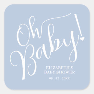 Oh Baby! Boy Baby shower Blue Vierkante Sticker