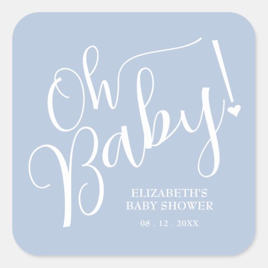 Oh Baby! Boy Baby shower Blue Vierkante Sticker (Voorkant)