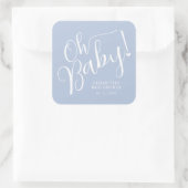 Oh Baby! Boy Baby shower Blue Vierkante Sticker (Tas)