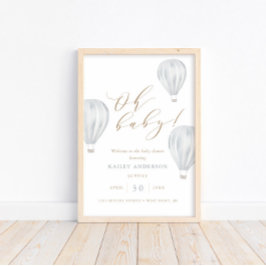 Oh Baby - Boy Baby shower Hot Air ballon Poster