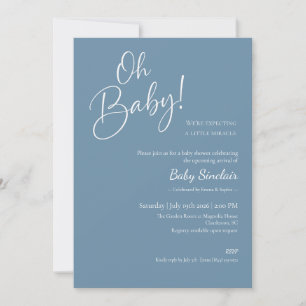 Oh Baby Boy Baby Shower Uitnodiging Stofblauw