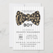 Oh Baby Boy Black & Gold Bow Stropdas Baby shower  Kaart (Voorkant)