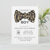 Oh Baby Boy Black & Gold Bow Stropdas Baby shower  Kaart (Staand voorkant)