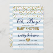 Oh Baby Boy Blue Gold Baby shower Uitnodiging (Voorkant / Achterkant)