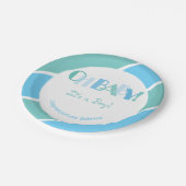 Oh Baby Boy Blue Modern Baby shower Papieren Bordje (Gekanteld)