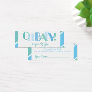 Oh Baby Boy Blue Moderne Typografie Luier Raffle Mini Visitekaartjes