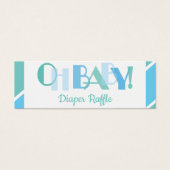 Oh Baby Boy Blue Moderne Typografie Luier Raffle Mini Visitekaartjes (Voorkant)