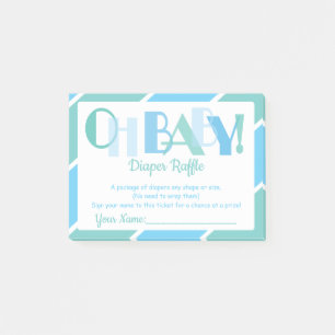Oh Baby Boy Blue Moderne Typografie Luier Raffle Post-it® Notes