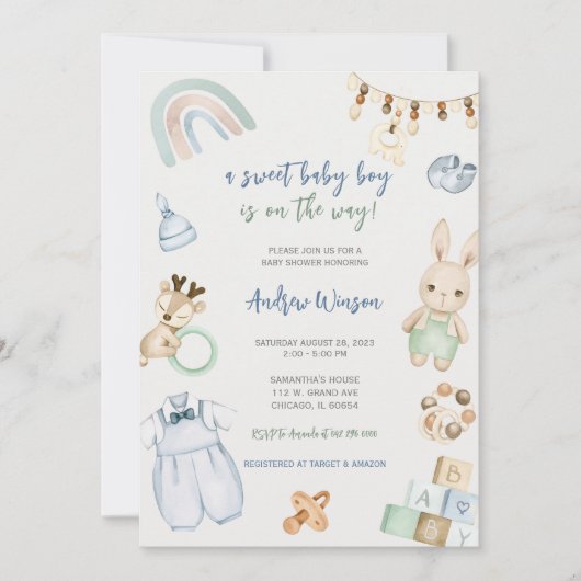 Oh Baby Boy Boho Shower Kaart (Voorkant)