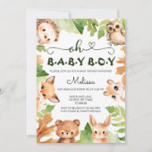 Oh Baby Boy Bos Dieren Woodland Baby shower Kaart (Voorkant)