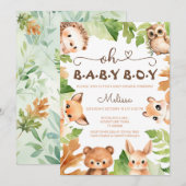 Oh Baby Boy Charming Woodland Baby shower Kaart (Voorkant / Achterkant)