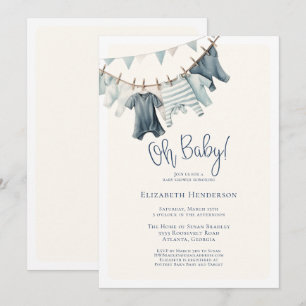 Oh Baby Boy  Clothesline Baby shower Kaart
