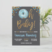 Oh Baby Boy Donut Baby shower Sprinkle Uitnodiging (Staand voorkant)