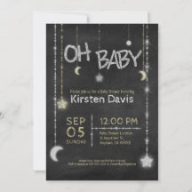 Oh Baby Boy Girl Krijtbord Moon Stars Baby shower